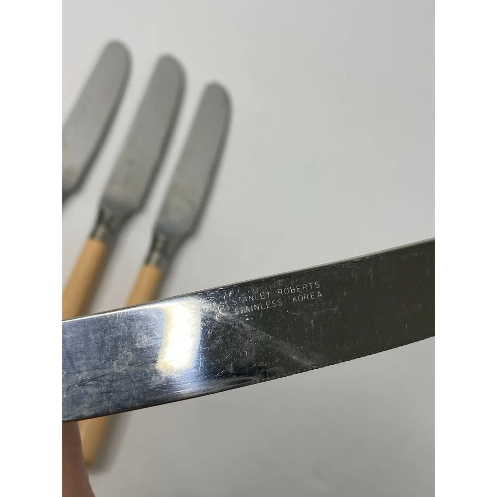 Stanley Roberts Spectrum Light Pink Peach Stainless 4 Dinner Knives